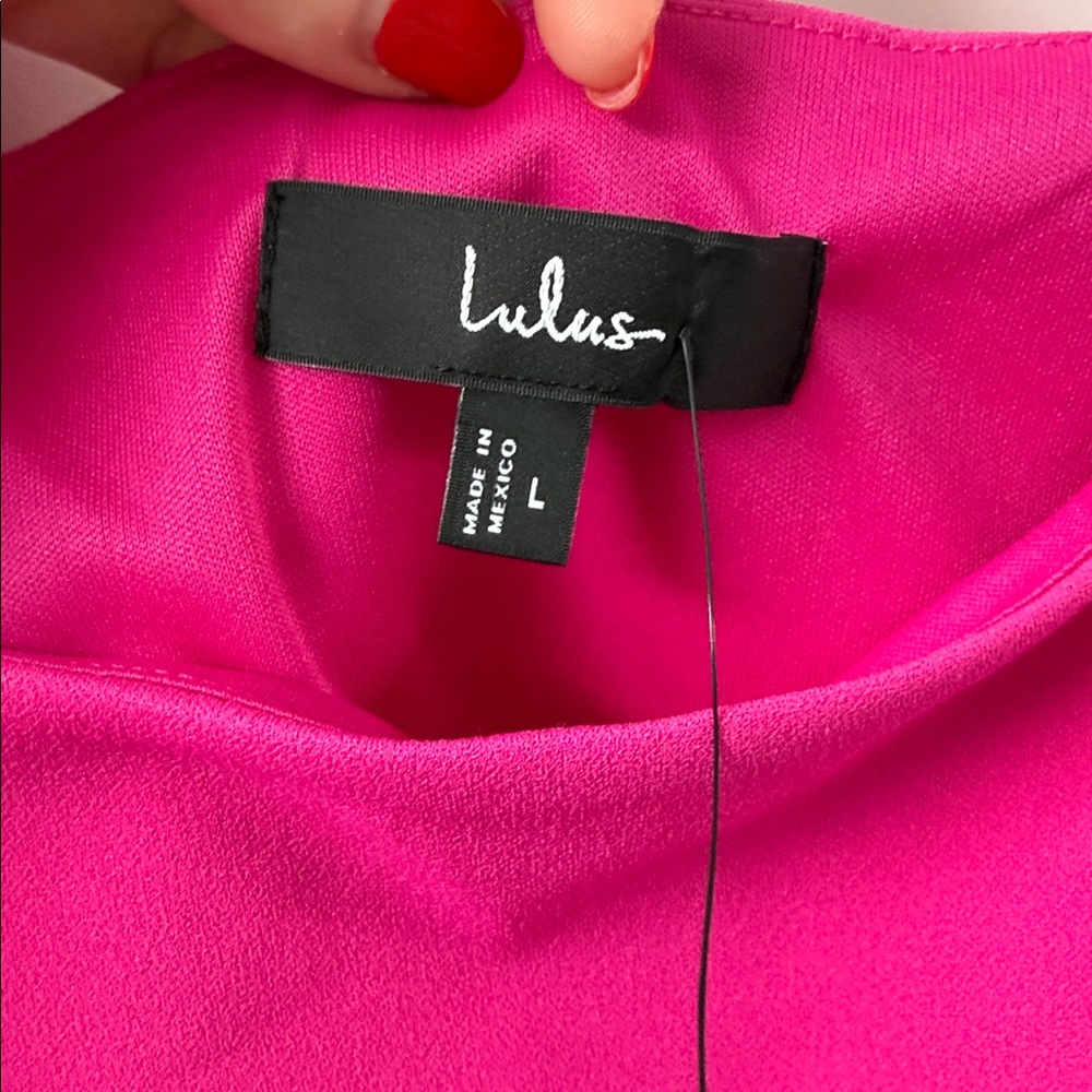Lulu's Fuchsia Wide Leg Pants & Crop Top Set - Picture 4 of 9